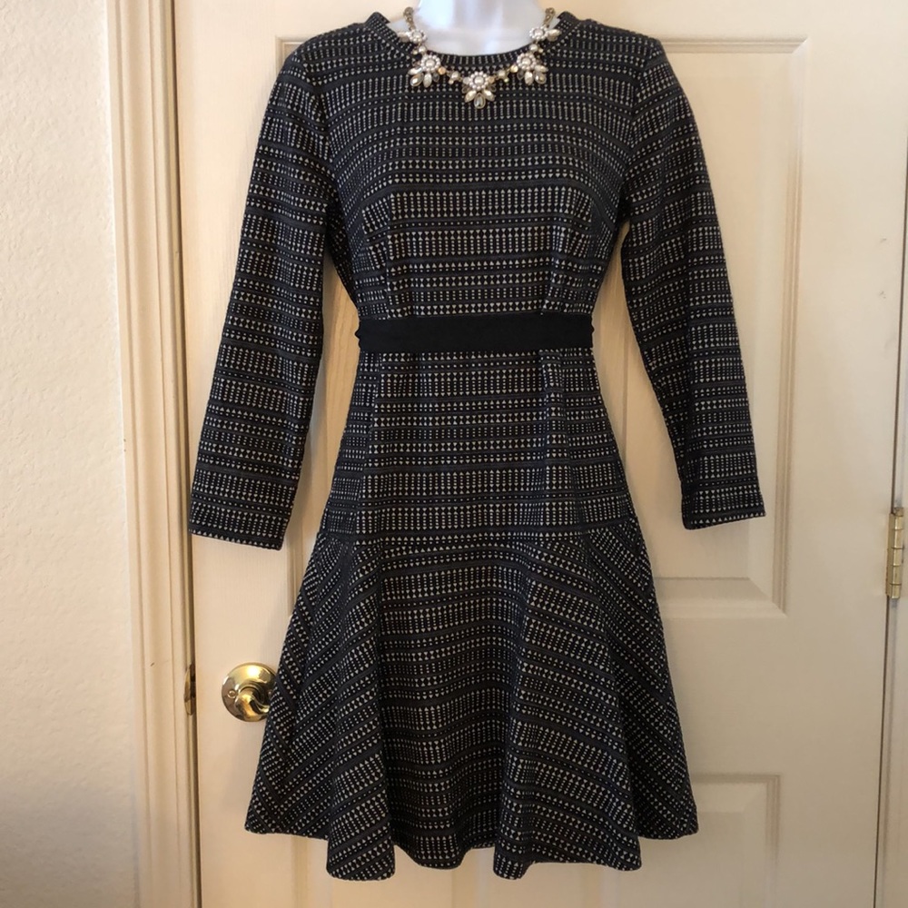 Black + Cream Drop Waist Flounce Dress - Picture 2 of 16